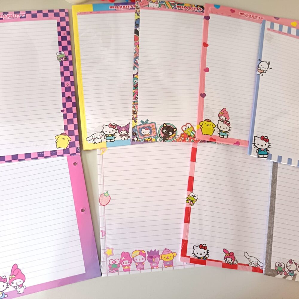Paquete 50 hojas 1 línea Hello Kitty
