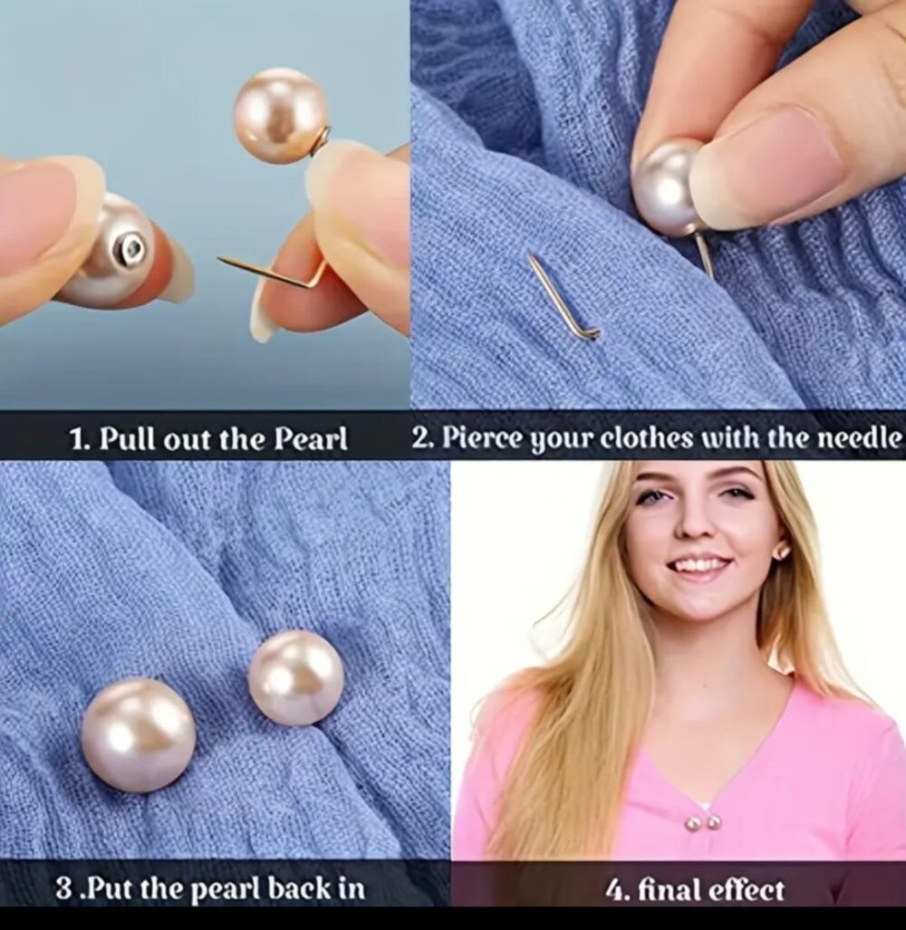 Par broches de perlas para ropa - Imagen 2