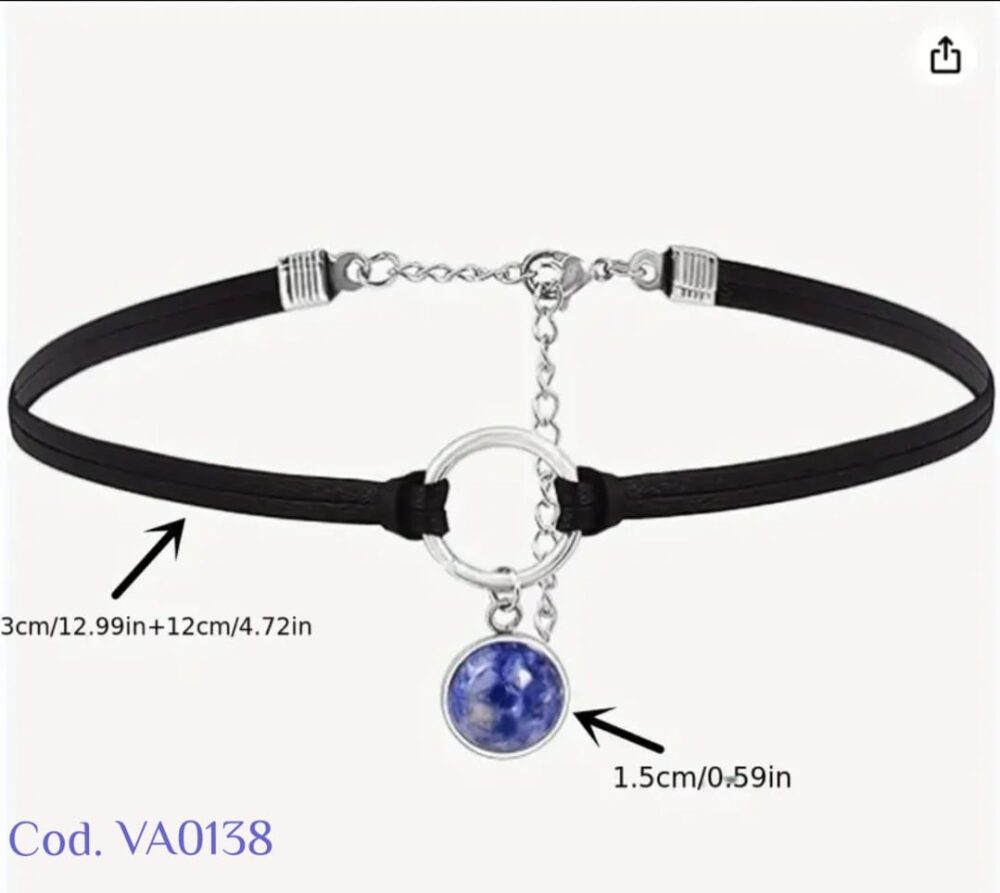 Collar gargantilla gótico BOHO-CHIC de amatista cuero falso - Imagen 1