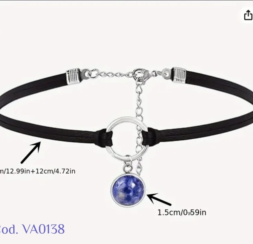 Collar gargantilla gótico BOHO-CHIC de amatista cuero falso