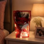 Caja de flores articificiales con luces