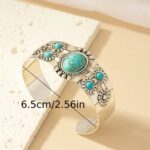 Brazalete joyería hierro con incrustaciones turquesa estilo vintage