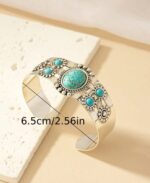 Brazalete joyería hierro con incrustaciones turquesa estilo vintage