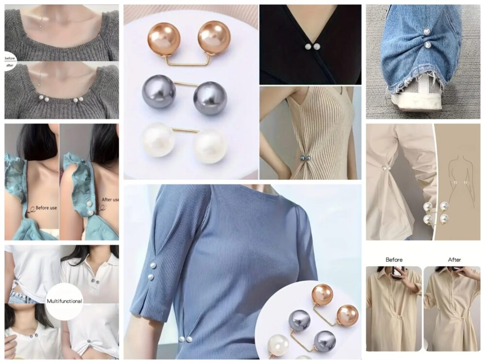 Par de broches de perlas de imitación - Imagen 1