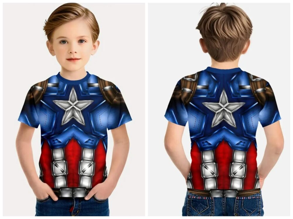 Camiseta casual impresión 3D Capitán América talla 11-12 - Imagen 1