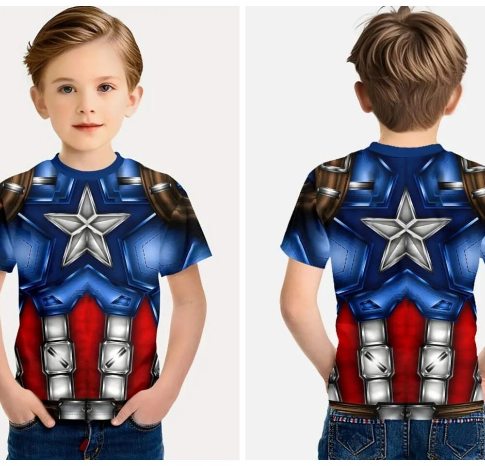 Camiseta casual impresión 3D Capitán América talla 11-12