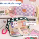 Cartuchera de cuadros con colgante