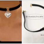 Collar gargantilla de terciopelo chic con aro colgante corazón