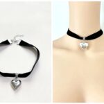 Collar con colgante de corazón terciopelo vintaje glamour