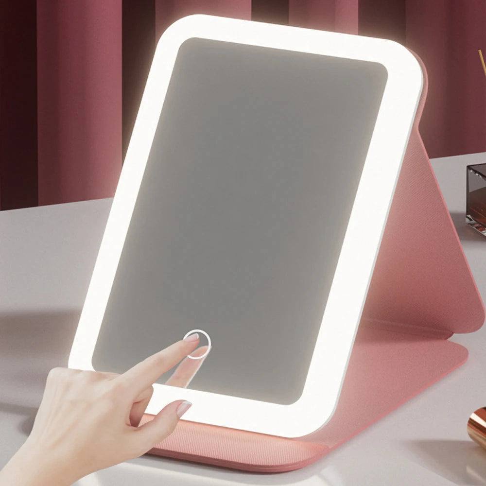 Espejo con luz led recargable