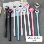 Pluma gel tinta azul diseño patita