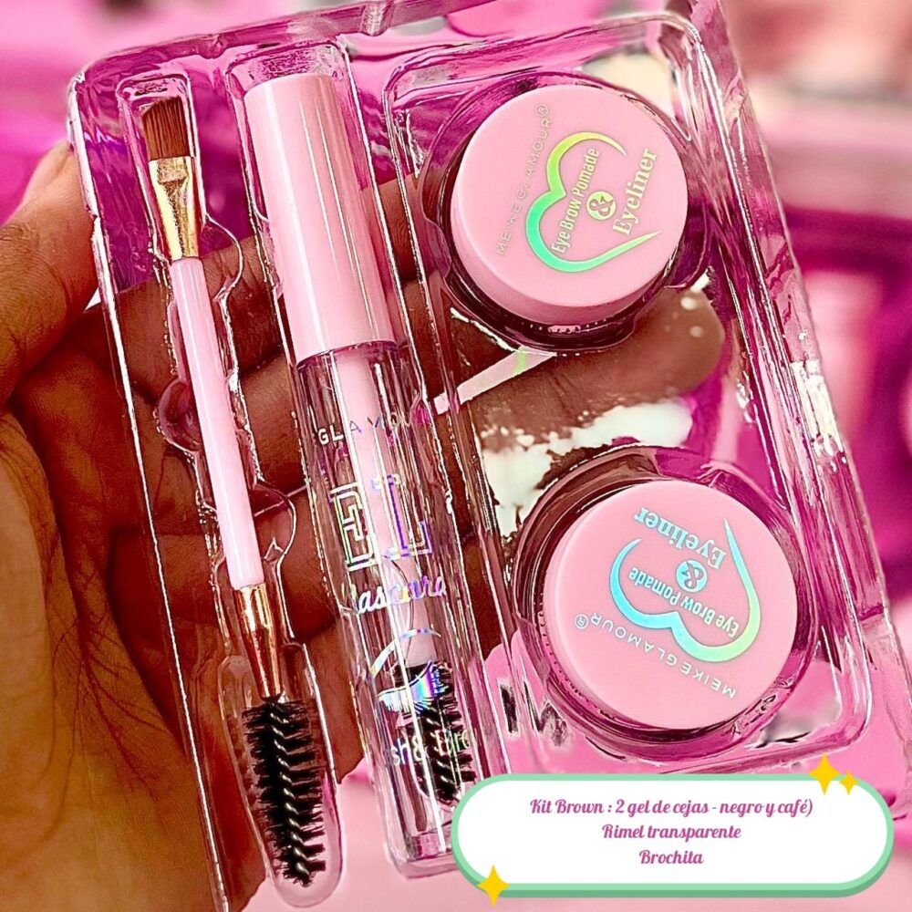 Kit brown (gel de cejas negro y café, rimel transparente y brochita)