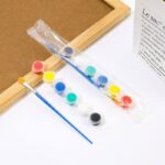 Set de 6 mini tachos pintura acrílica con pincel