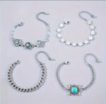 Juego de pulseras con incrustaciones turquesa estilo étnico - Imagen 2