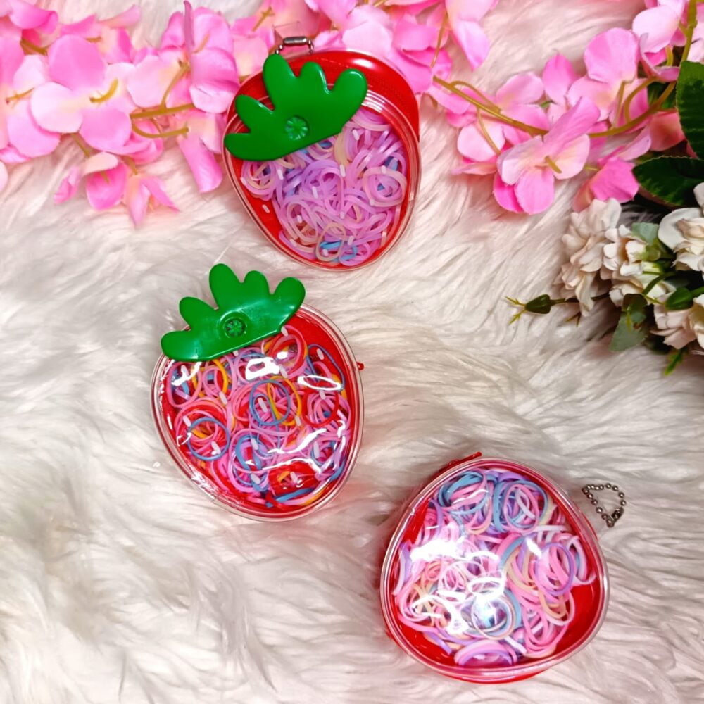 Set de ligas con estuche transparente Frutilla